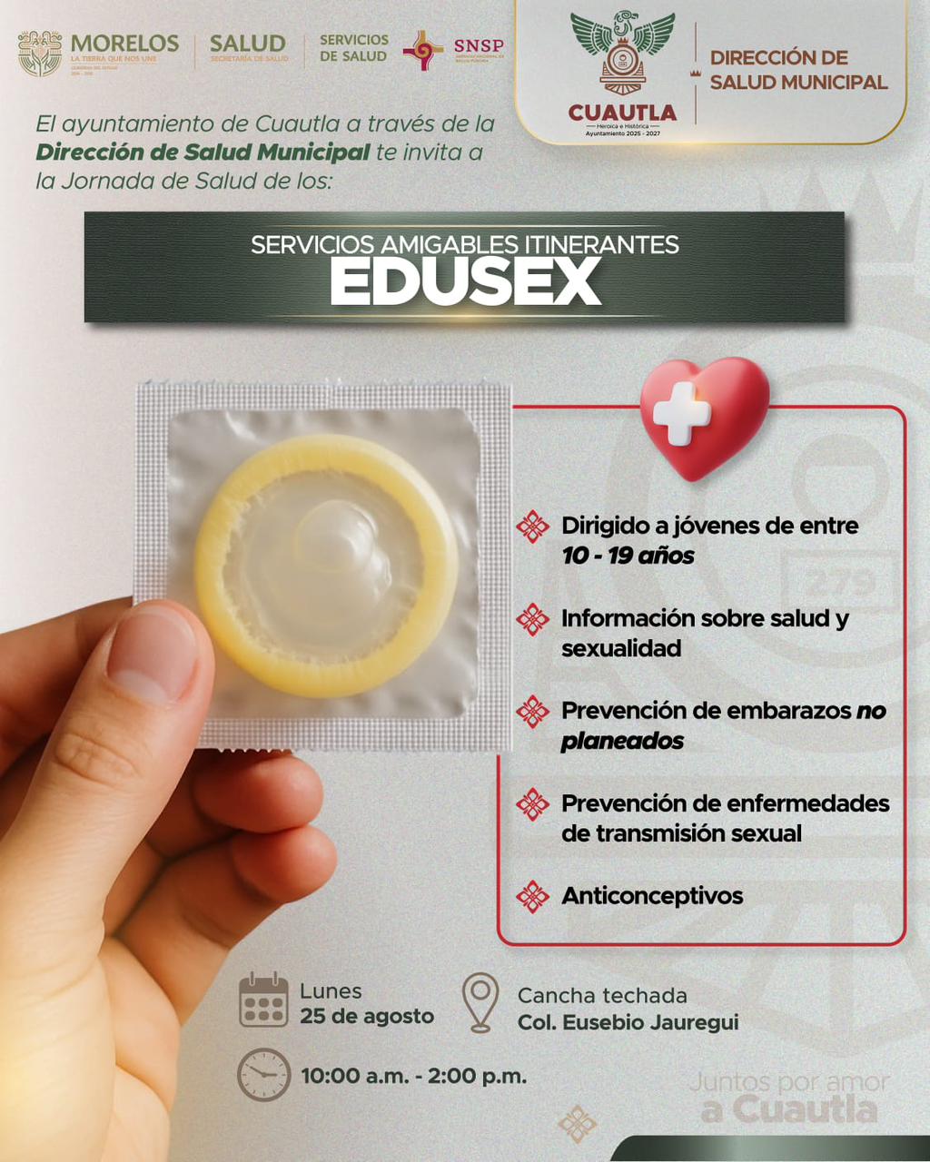 JORNADA “EDUSEX” LLEGA A CUAUTLA PARA CUIDAR LA SALUD DE LA JUVENTUD